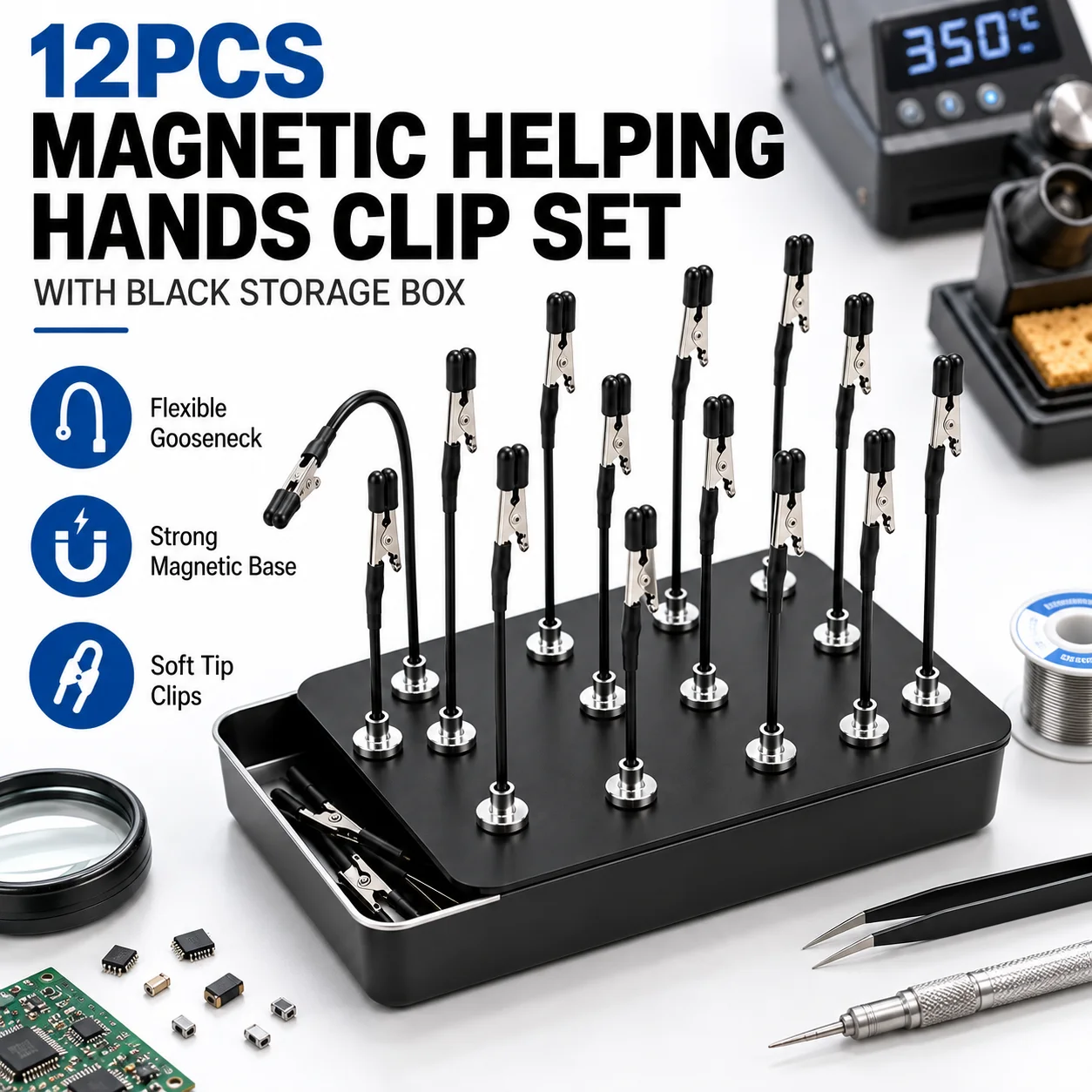 12개들이 자석 부착형 보조 핸드, 360도 회전 가능 - Diy Soldering Station No Electronics 리뷰 및 가격