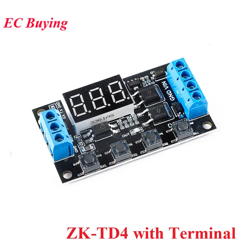 ZK-TD4 DC 5V-30V MOS Trigger Cycle Timer Delay Board Module Turn On/Off Relay Module with LED Digital Tube Display 0.1~999 min