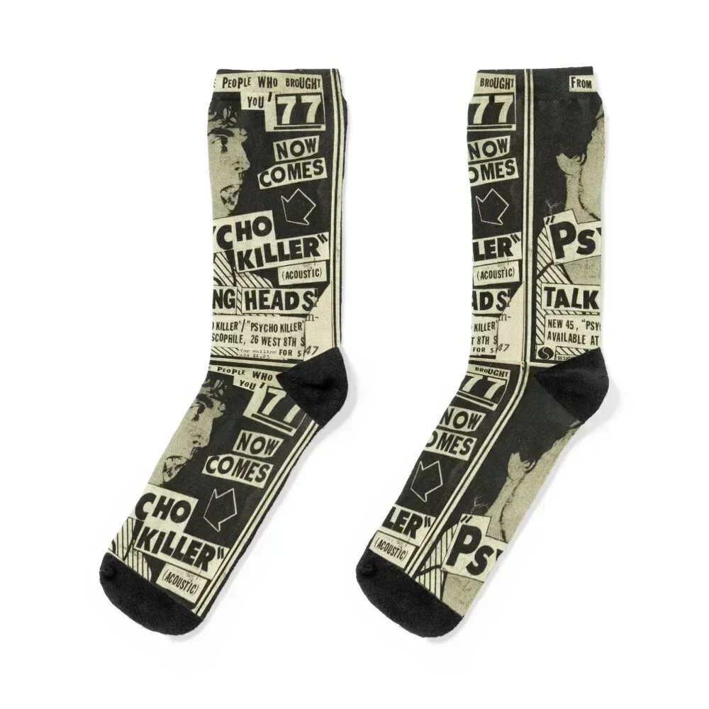 

Psycho Killer - Talking Heads post-punk concert poster 1977 Socks anti-slip happy sheer cycling Men's Socks Women's