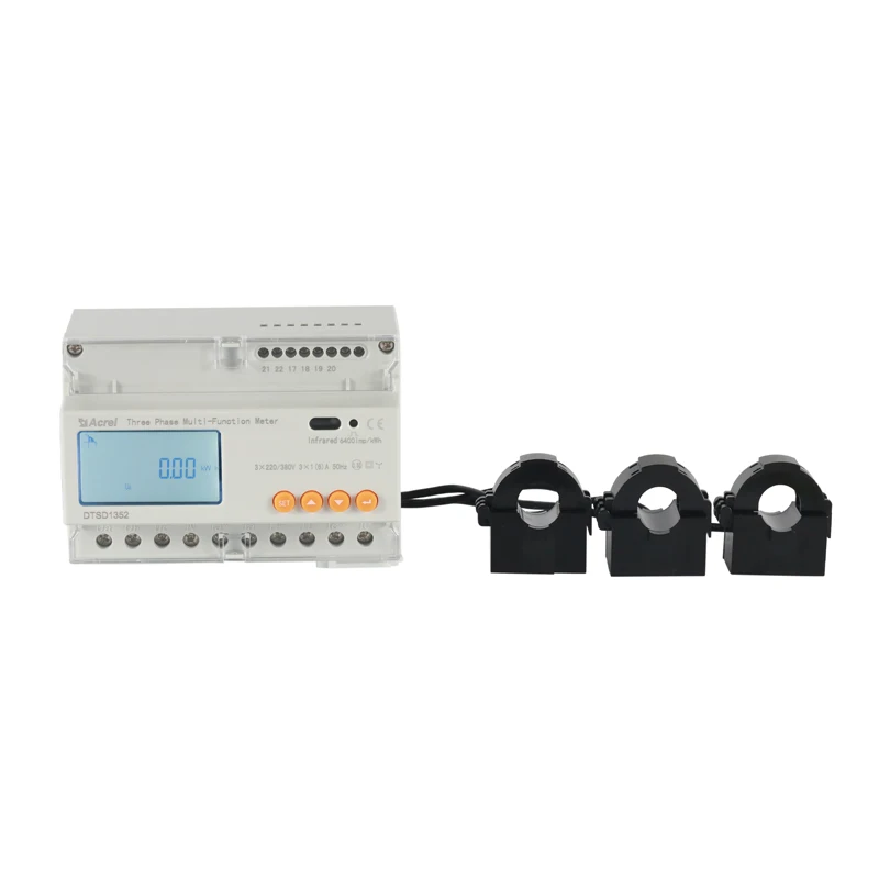 Acrel Din-rail Type 3 Phase 4 Wires 100A Input Solar System Meter Connect Inverter PV Smart Energy Meter with 3 Split-core CT