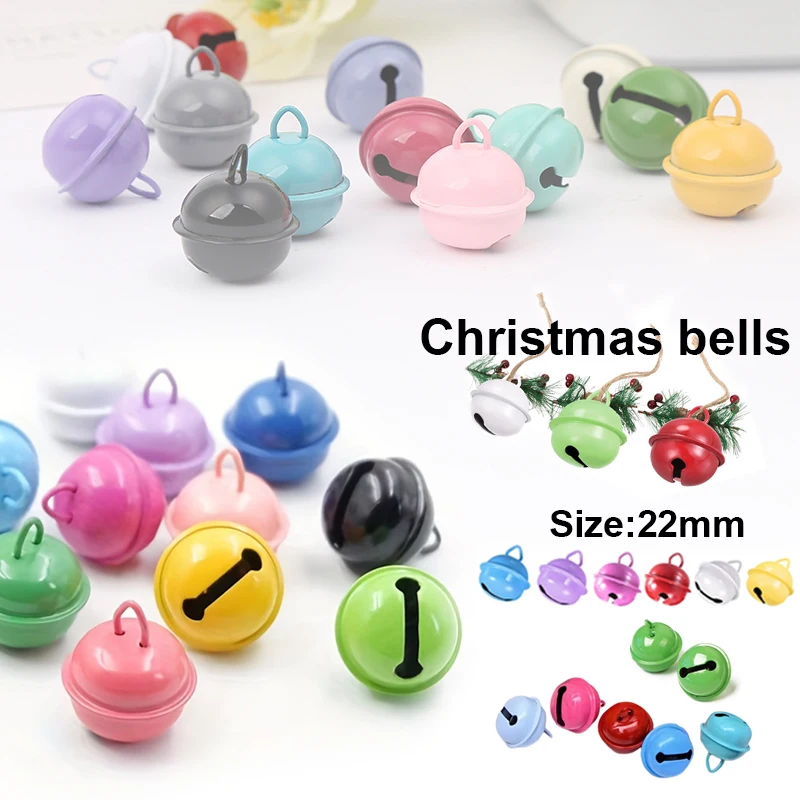 

10pcs bell diameter 22mm color painted DIY christmas party decoration jewelry accessories keychain pendant holiday bells