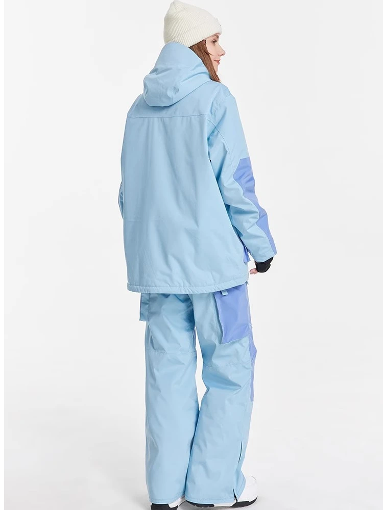 KUFUN Abbigliamento da sci Completo da snowboard ispessito impermeabile antivento Giacca sportiva da neve Pantaloni Pantaloni larghi Casual Donna adulta Adolescente