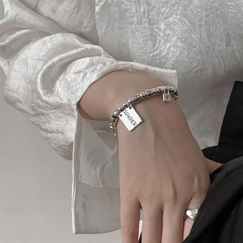 

Minimalist Sterling Silver Square Plate Bracelet Women Summer Simple Ins Style Unique Trendy Jewelry Gift