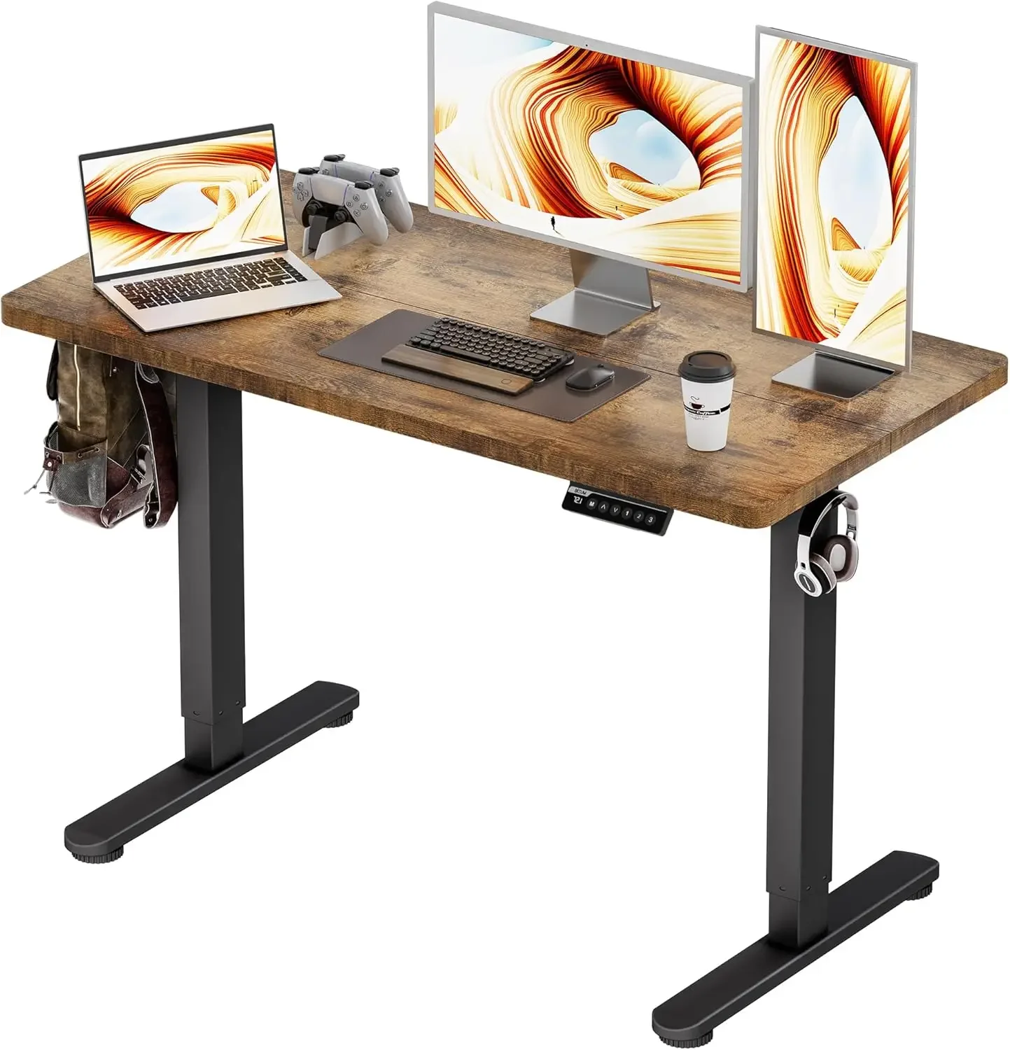 

Standing Desk Electric Adjustable Computer Desk-Stand up Desk Office Gaming Home Office Memory Desks 48x24 inches Black Frame/Ru