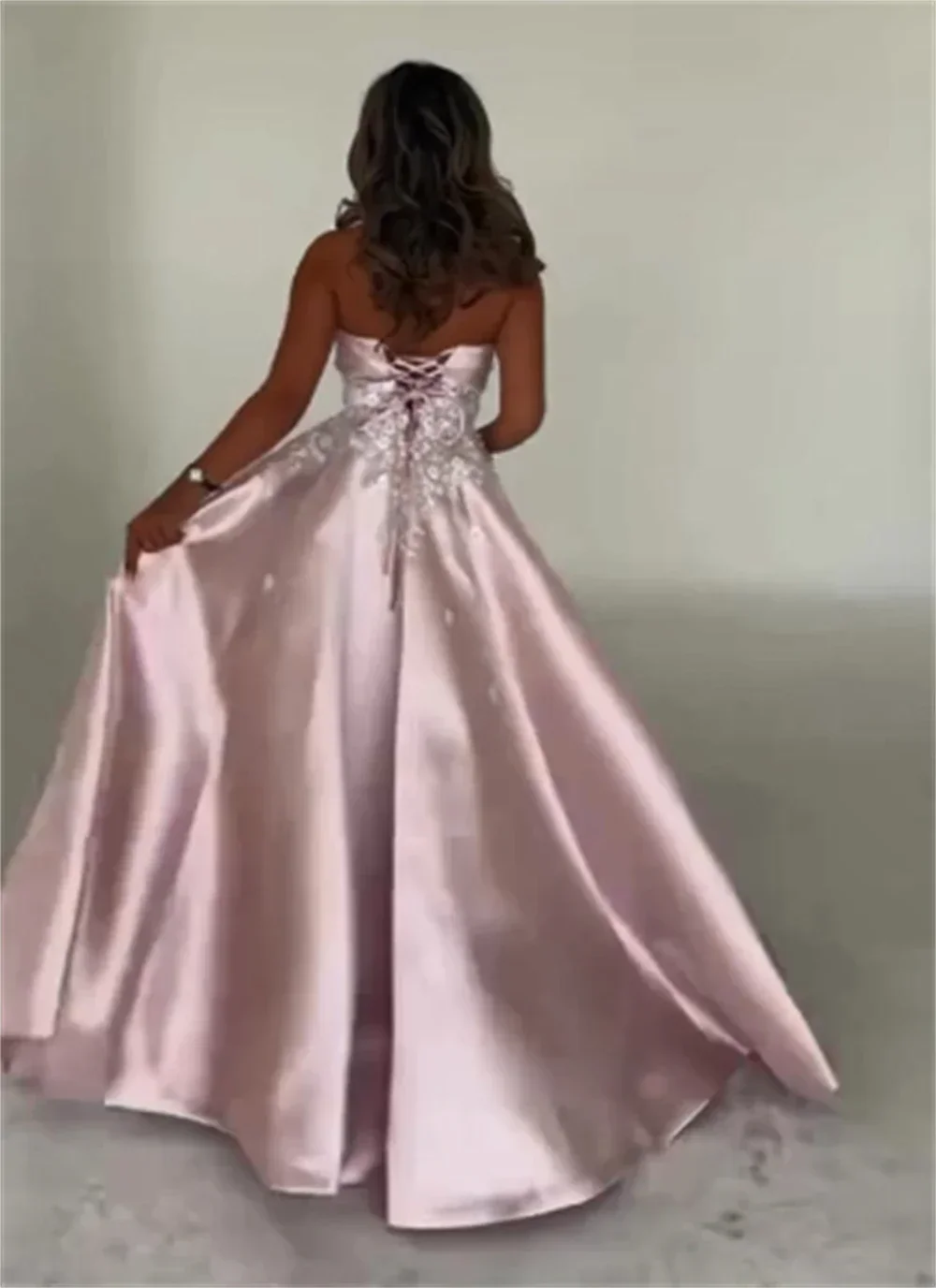 Customized Prom Dress Strapless Ball Gown Anke Length Bows Open Back Fold Contoured Handmade Flower Bespoke Occasion Dresses