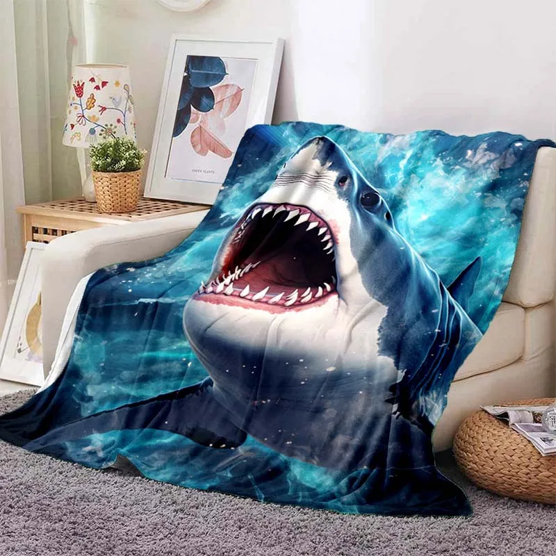 1pc Shark Blanket Lightweight Flannel Blanket Throw Blanket For Sofa, Bed, Travel, Camping, Living Room