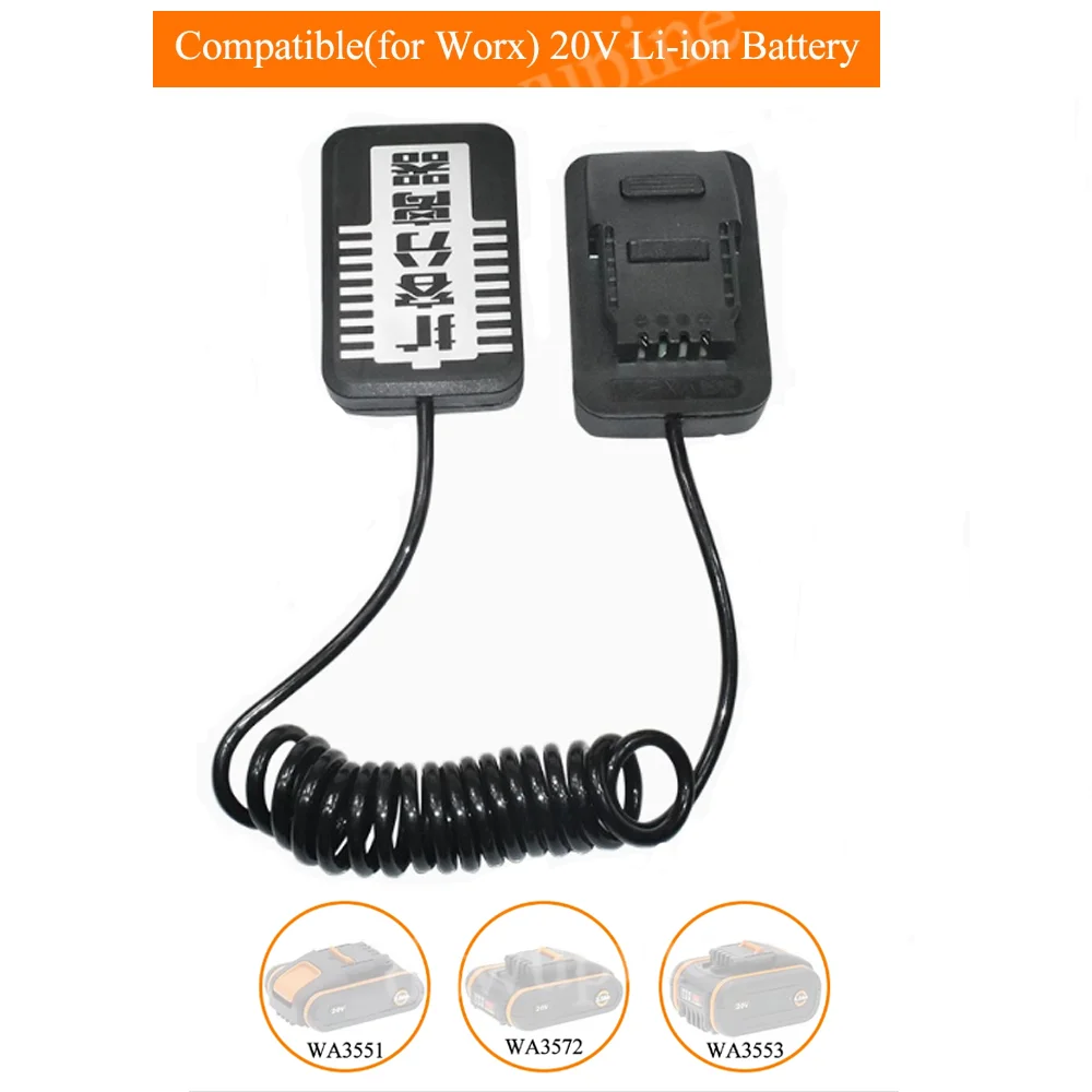 Battery Adapter Extended Line Connector Weight Reducer for Worx 20V 4 Pin Lithium Battery WA3551 for Worx 20V Power Tools