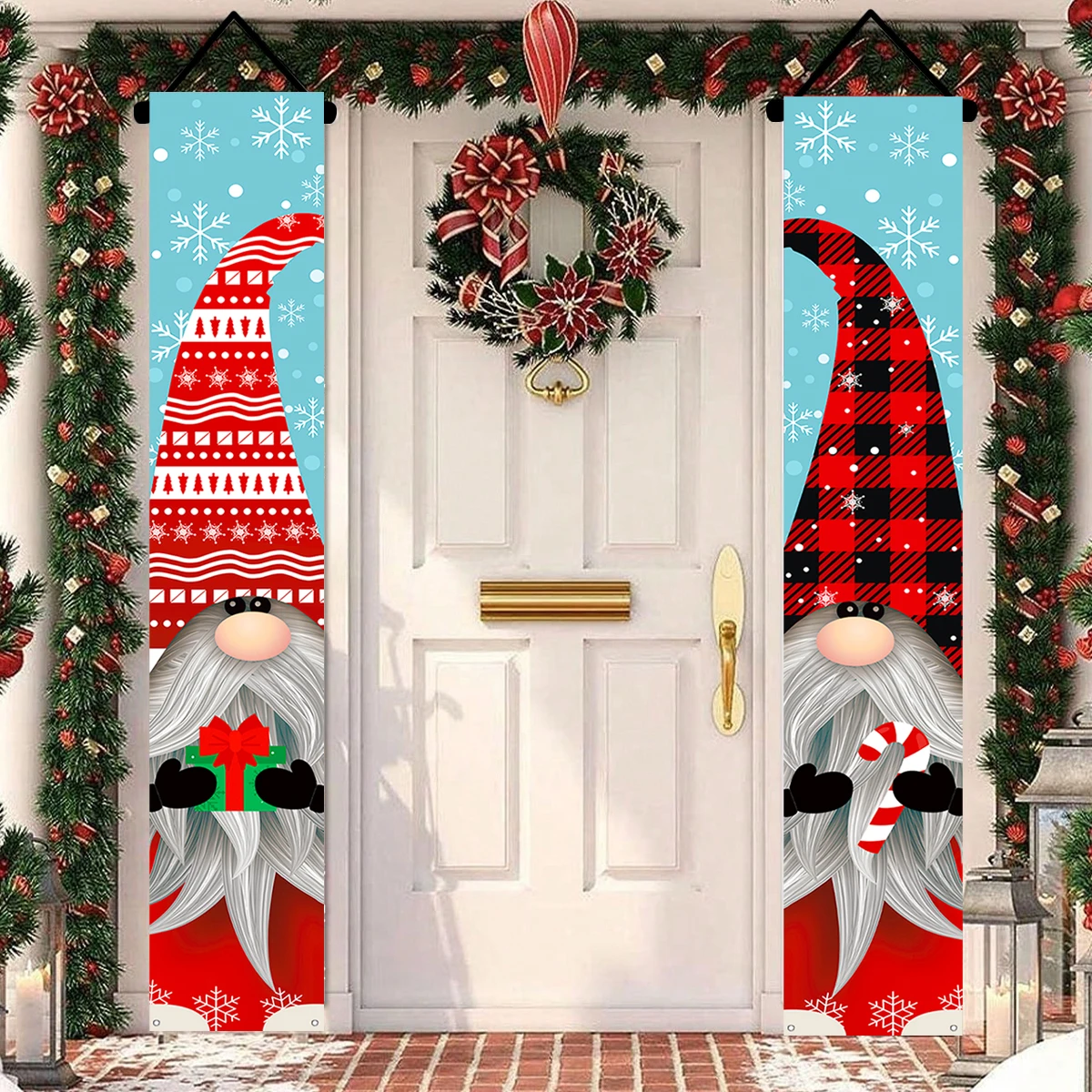 Christmas Hanging Door Banner Santa Claus Snowman Couplet Xmas Decor For Home 2024 Xmas Gifts Navidad Happy New Year Noel 2025