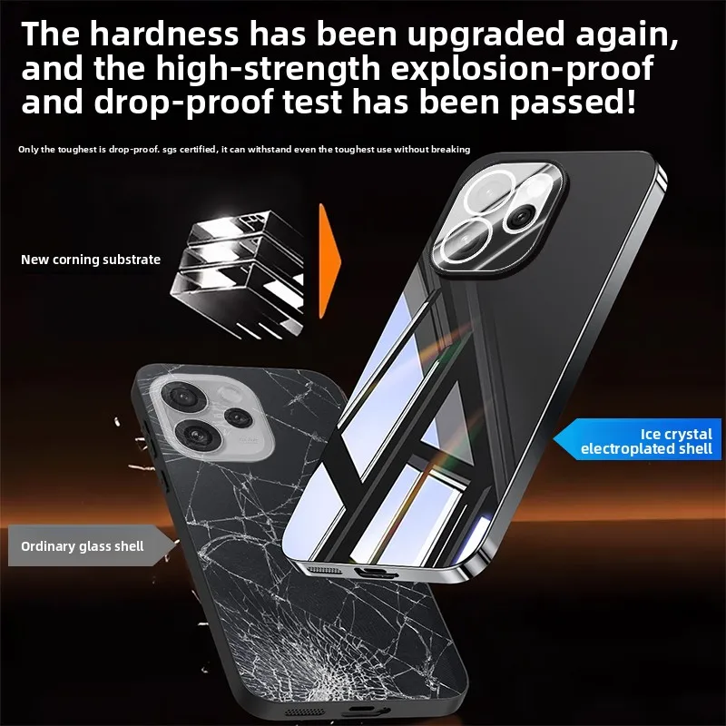 ينطبق ممن لهم رينو 15 برو حالة الهاتف المحمول الجليد كريستال الكهربائي تبديد الحرارة المضادة للسقوط الغطاء الواقي