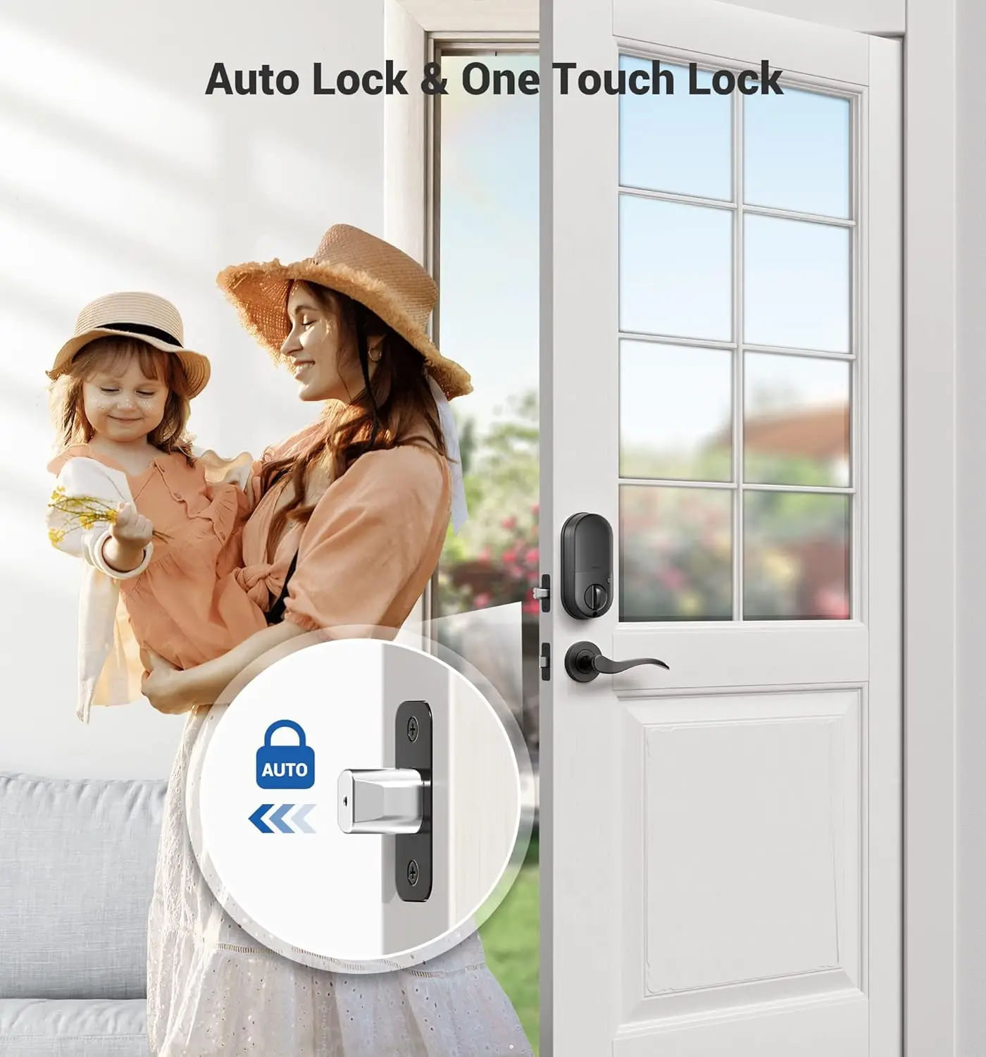 7-in-1 Keyless Smart Door Lock with Fingerprint, App Control, Touchscreen Keypad in Matte Black
