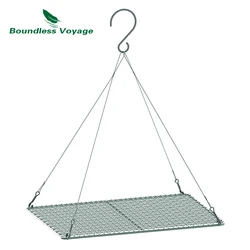 Boundless Voyage Titanium Barbecue Grill with Hanging Chain Food Charcoal Carbon BBQ Furnace Outdoor Camping Picnic Tableware