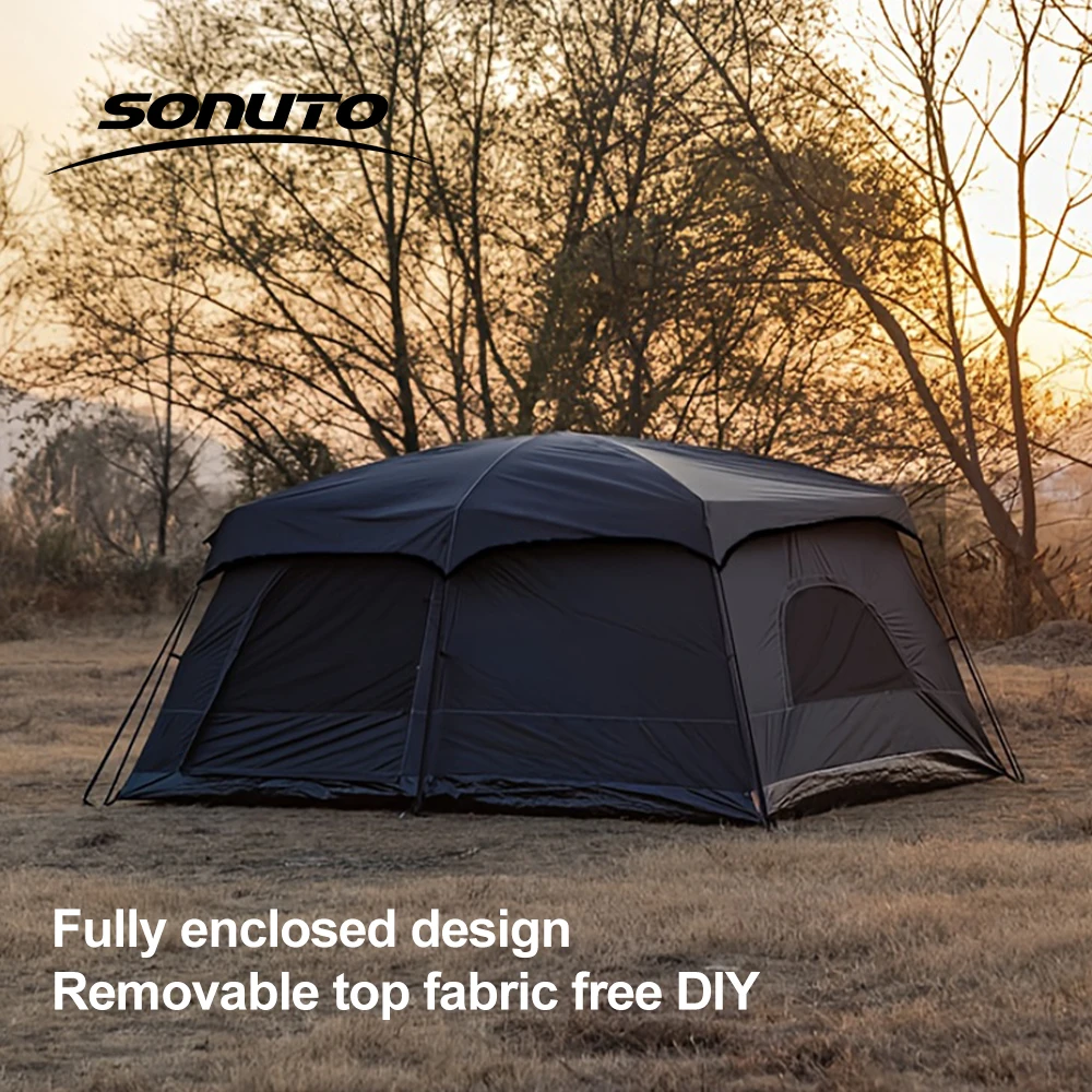 SONUTO Portable Outdoor Camping Canopy Awning Thickened Waterproof Sunshade Gazebo Heavy Duty Shelter for Family Gathering
