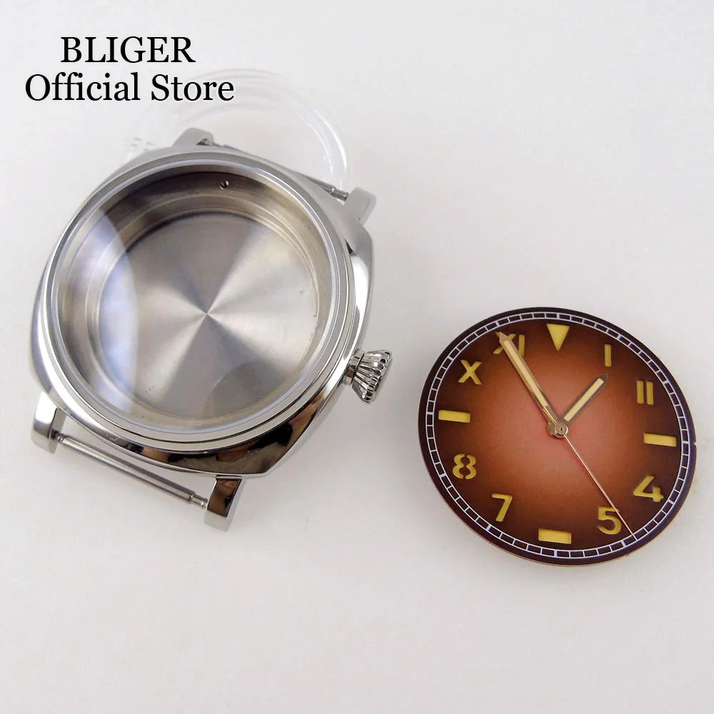 Silver Diver 42mm Square Watch Case fit NH35A NH36A Polish Bezel Sapphire Crystal California Dial Watch Part