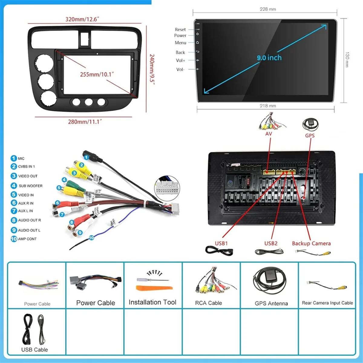 

2G+64G Android 13 9In Car Stereo Wireless Carplay Android Auto for Honda Civic 2001-2005,Bluetooth WiFi FM Backup