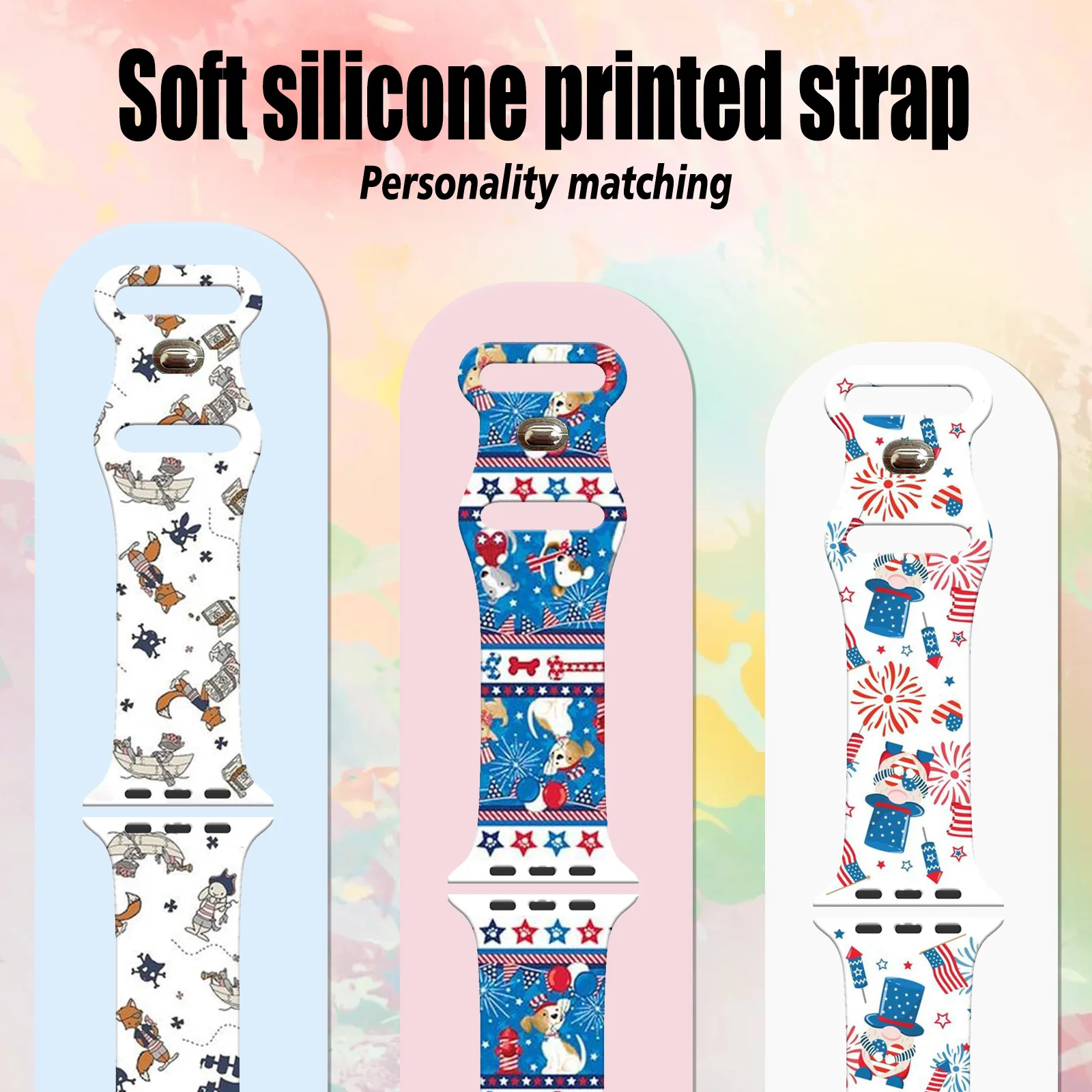 Ремешок с принтом «Счастливые животные» для Apple Watch 46 мм, 45 мм, 42 мм, 40 мм, сменный браслет для iWatch 11 10 9 8 7 Band