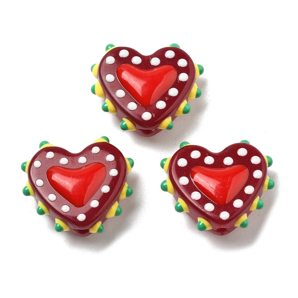 PandaHall 25 Stück Backlack-Glasperlen in Herzform, Emaille-beschichtet, 16-17x18x7mm, 1,2mm Loch für DIY Schmuck- und Halskettenherstellung – Detail 33