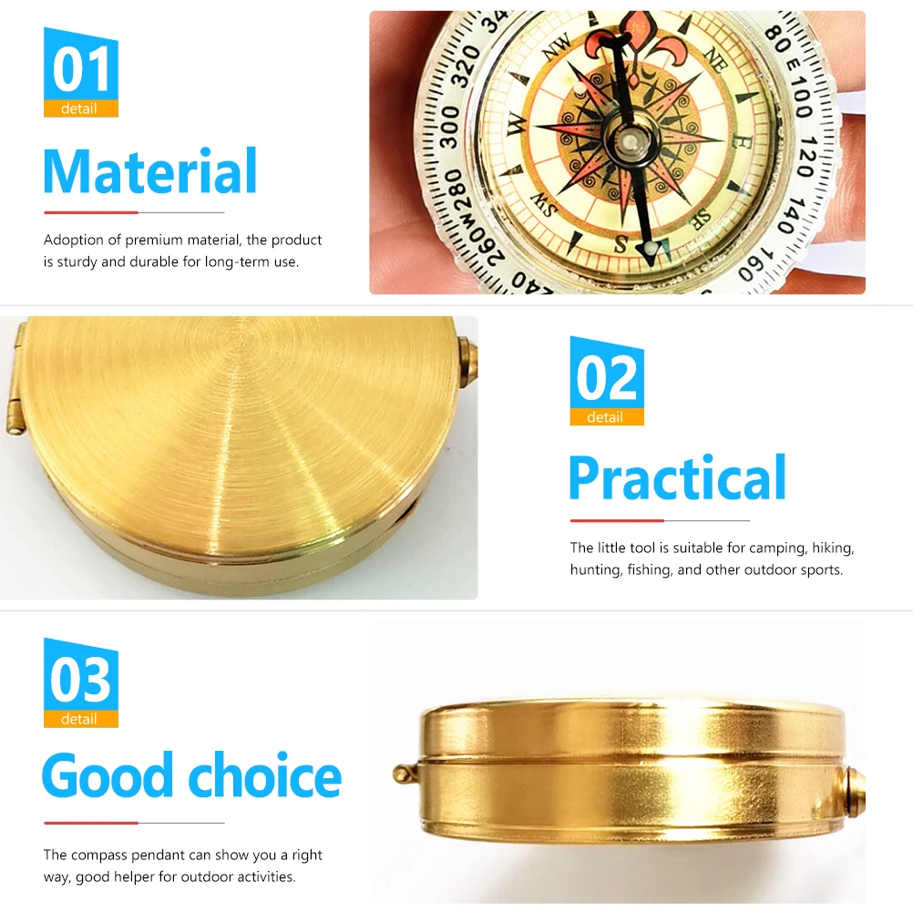

Vintage Style Compass Pendant Portable Camping Hiking Outdoor Accessory Retro Metal Pocket Navigation Keychain