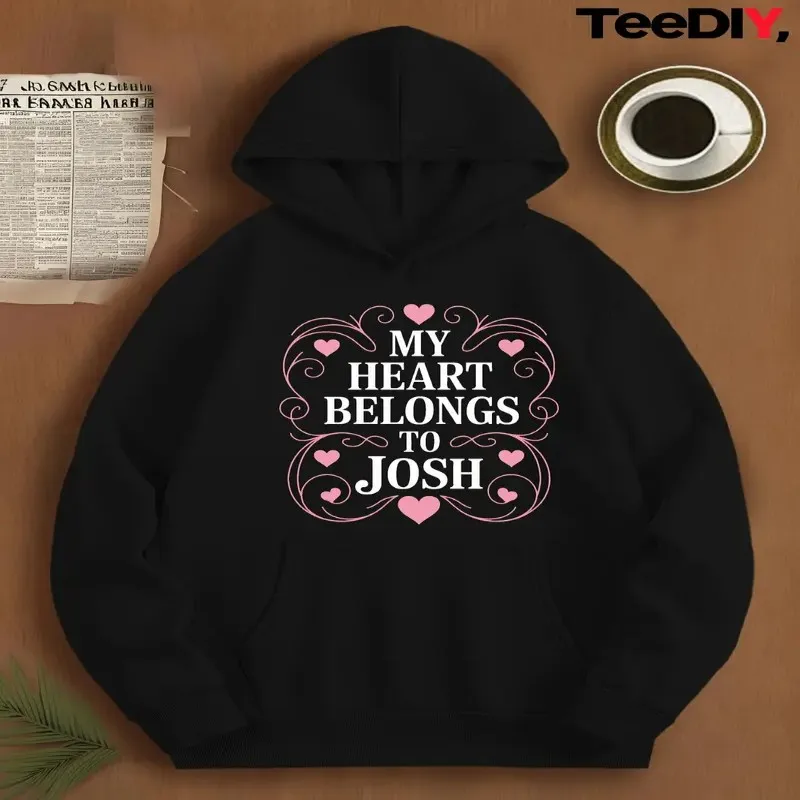 

Winter Fall Clothes Women Female Plus Size Sweatshirt Oversize My Heart Belongs to Josh White Text Comfortable Pure Cotton Y2k