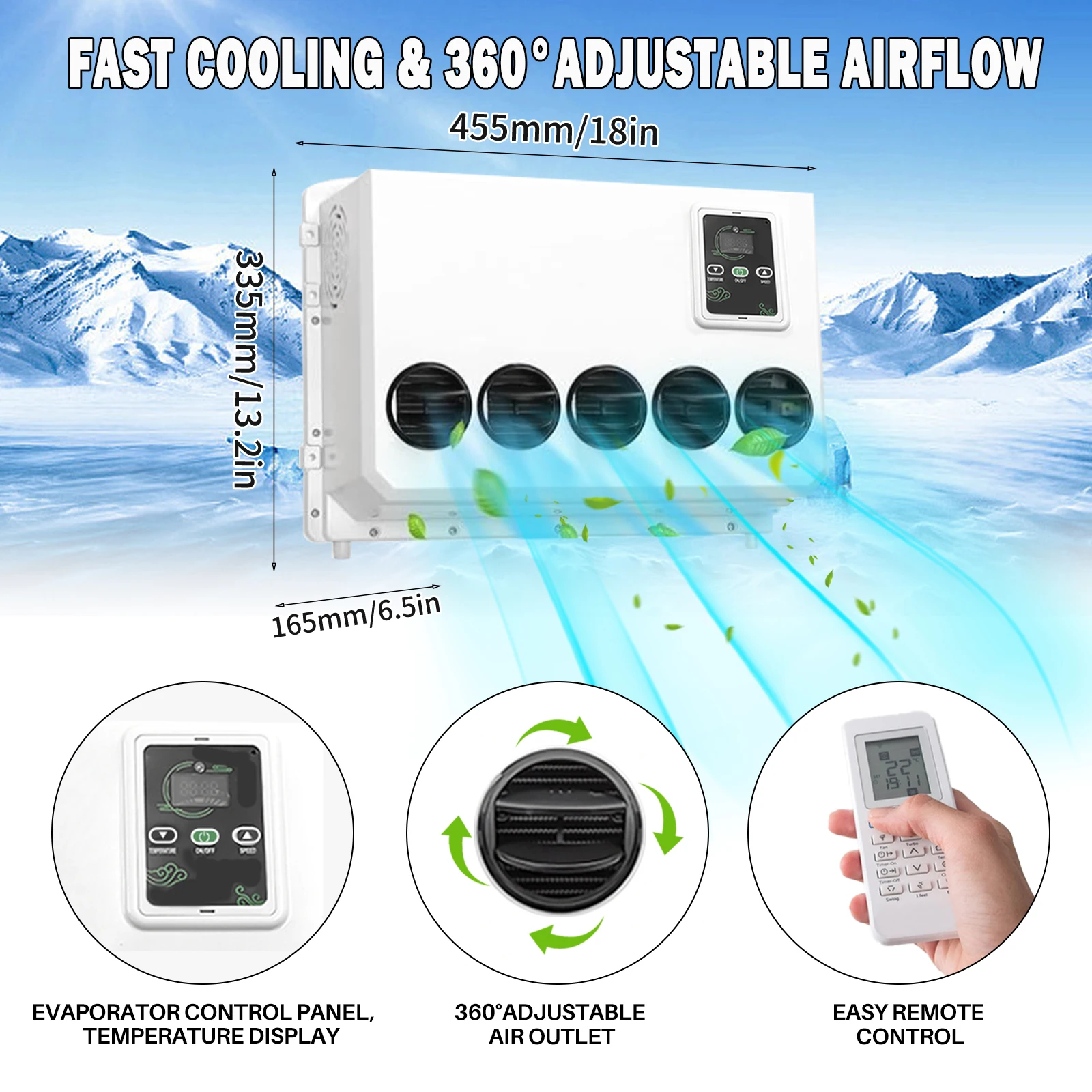 Treeligo 12000BTU سبليت الكهربائية وقوف السيارات مكيف الهواء نظام تكييف الهواء للسيارات 24 فولت للحافلة مخيم فان شاحنة جرار #3