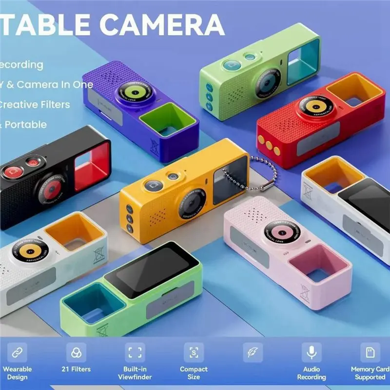 【VALUE MONEY】Mini Keychain Digital Camera 0.9Inch Screen Retro Keychain Camera 1080 Very Small Camcorder Video Recorder 32G A