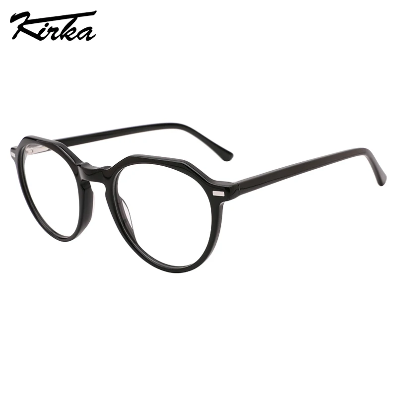 

Kirka Unisex Eyewear Acetate Round Frame Optical Glasses Classical Transparent Color Design Thin Temple Glasses WD1433