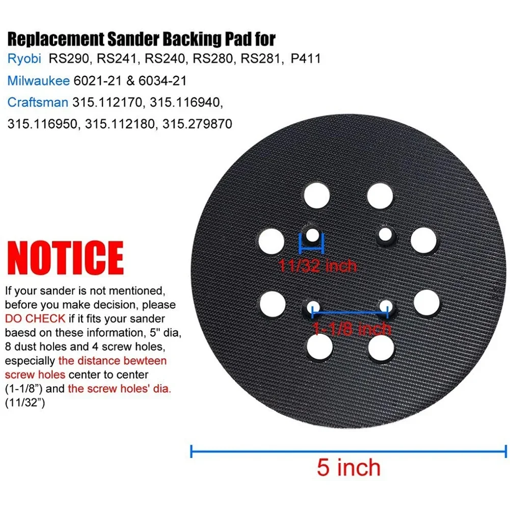 5Inch 8 Gaten Haak & Loop Schuurkussen Superieure Pads En Schuurmiddelen Backing Plaat Elektrisch Gereedschap Voor-Ryobi Voor Schuurmachine