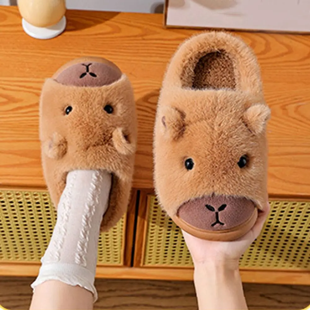 Houseshoes Winter Capybara Plüsch Hausschuhe Verdicken Warme Weiche Cartoon Pelzigen Hausschuhe Anti-slip Dicken Sohlen Hause Baumwolle Schuhe geschenke