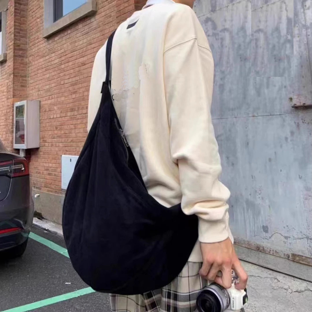 2025 nova bolsa de bolinho de lona vintage para mulheres grande pendurado bolsa de ombro único ampla faixa de ombro para casais dormitório saco preguiçoso