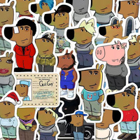 66Pcs  Funny Chill Guy Meme Girls Dog Stickers Decals For Phone Laptop Suitcase Notebook Skateboard Waterproof Stickers