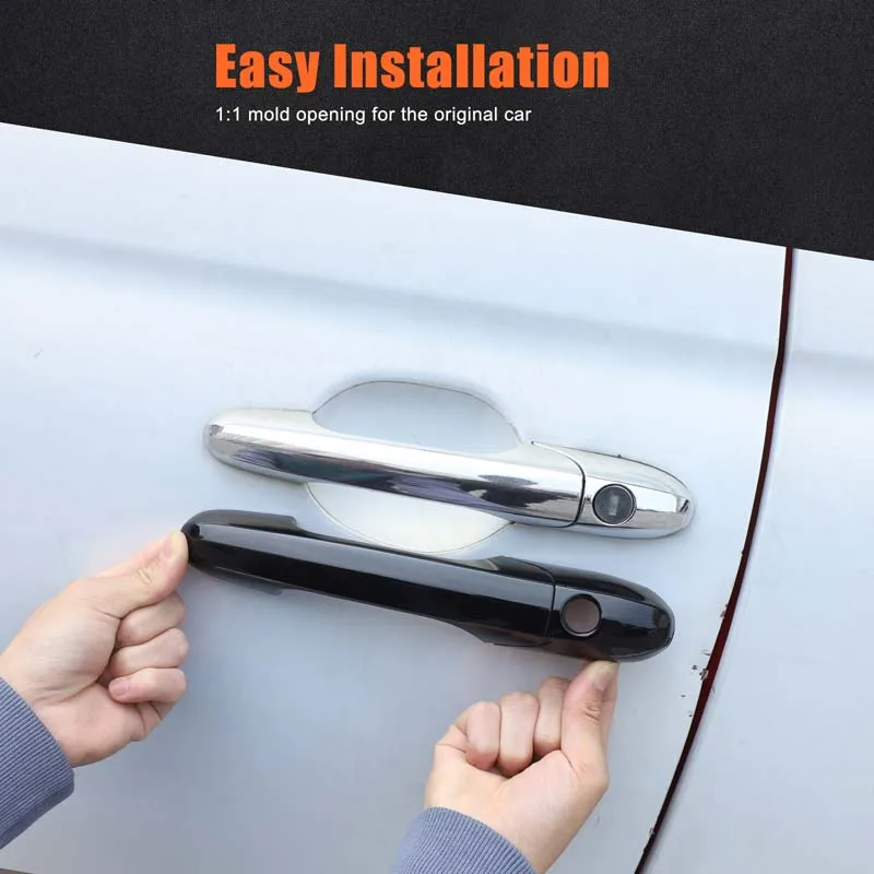 

For Fiat 500 And Abarth 595 695 2007-2025 ABS carbon fiber/Glossy black Car Door Handles Decorative Cover Trim Accessories