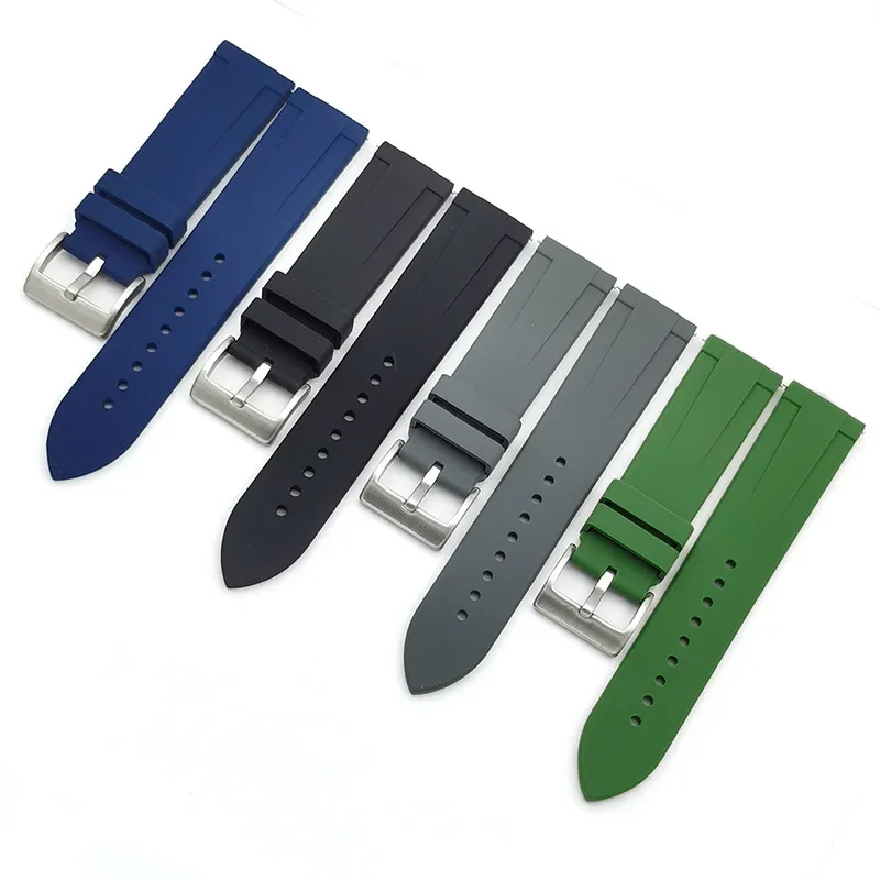 Watch Strap Top Rubber Watch Strap 20mm for Omega Curved End Soft Silicone Watchband Black Green Blue Diving Bracelet Wrist Band