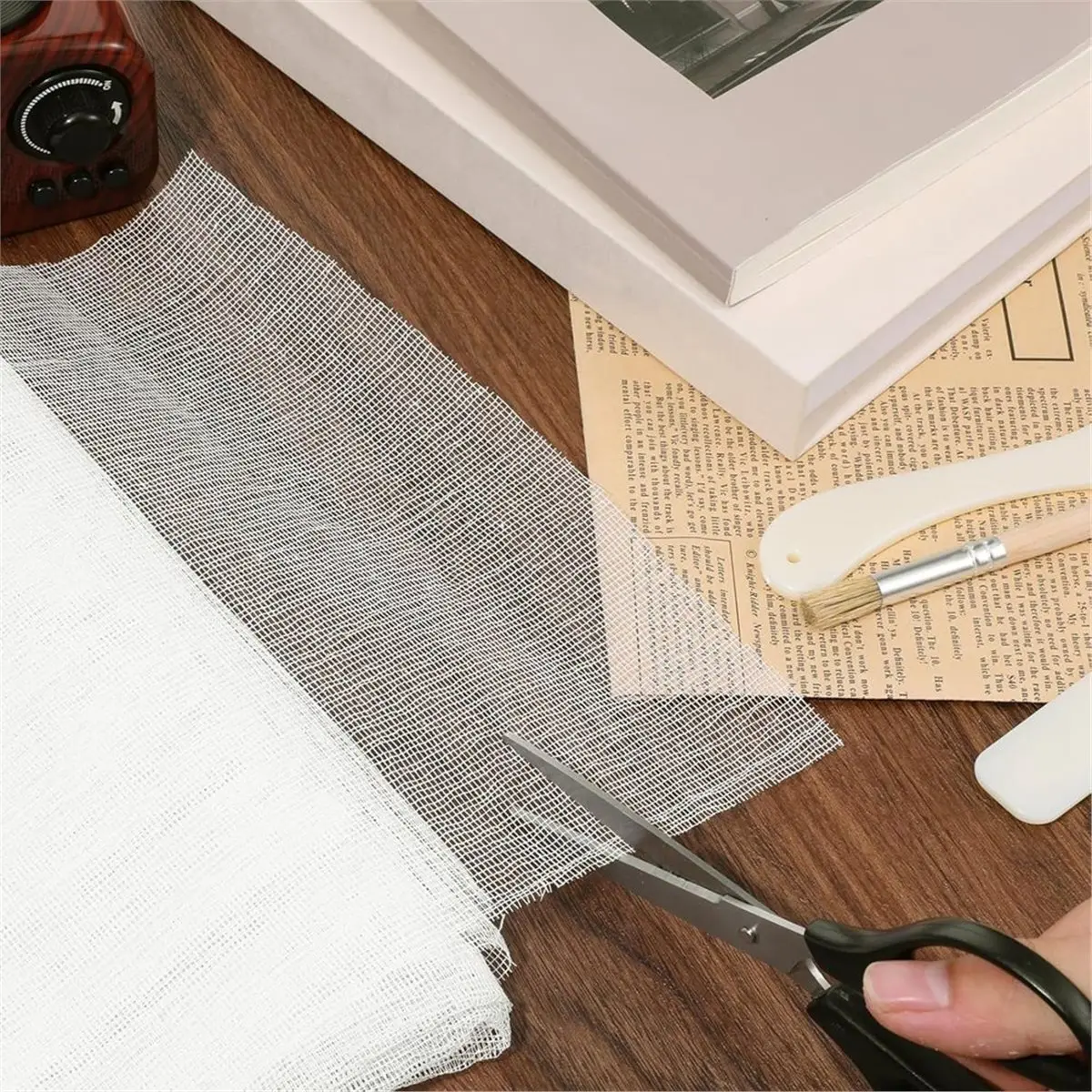 A24I Book Binding Repair Kit: 35x39 Inch Cloth, Bone Folders, Glue Brush for Old Books