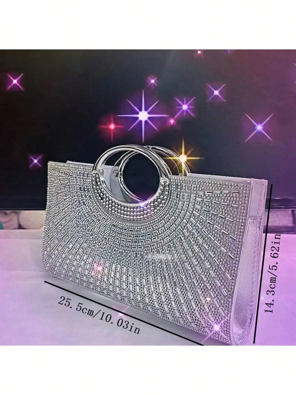 Rhinestone Pearl Mini Bucket Bag Drawstring Clear Evening Bag for Party Bride Dinner