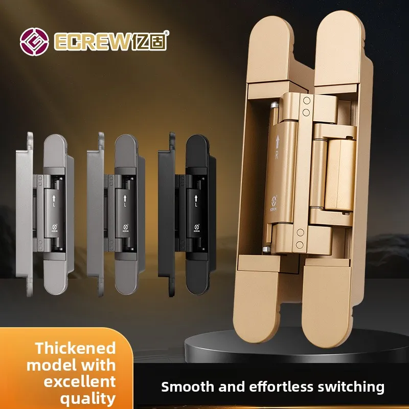 Invisible door 3D hydraulic adjustable hinge wooden door automatic closing buffer positioning tailless rod new hinge household
