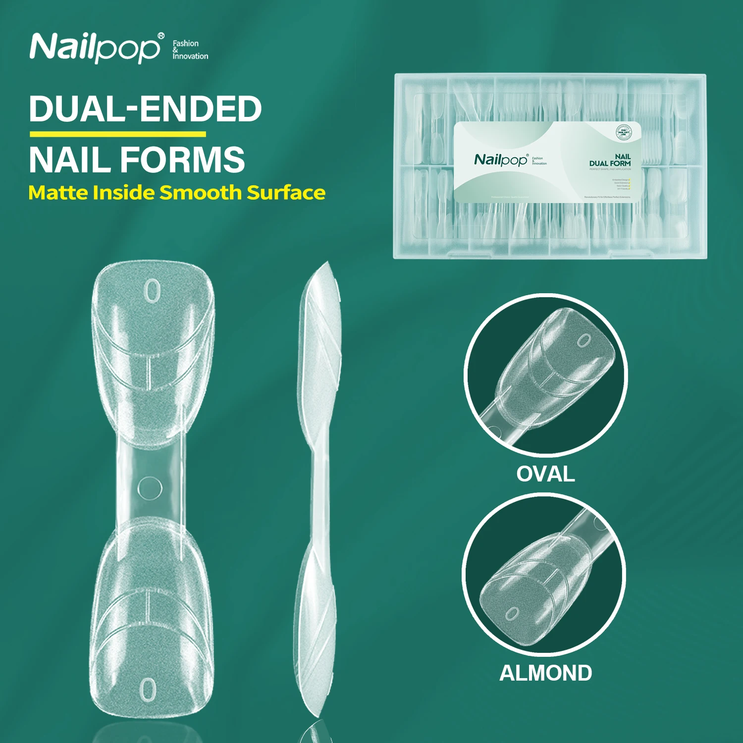

Nailpop Dual Ended French Nail Forms 14 Sizes Almond Oval Coffin Square Builder Gel Extension Tips Matte Clear Salon Home 140pcs