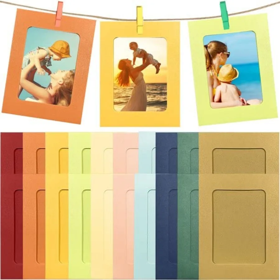Enenes Paper Photo Frame 4 x 6 Inch Photo Banner 20 PCS Paper Picture Frames for Scrapbooking Hanging Photos Display for Baby S