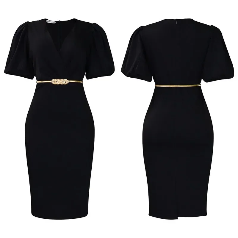 Африканские платья из полиэстера для женщин 2024, облегающее африканское платье Dashiki, элегантное платье длиной до колена с короткими рукавами и v-образным вырезом с поясом