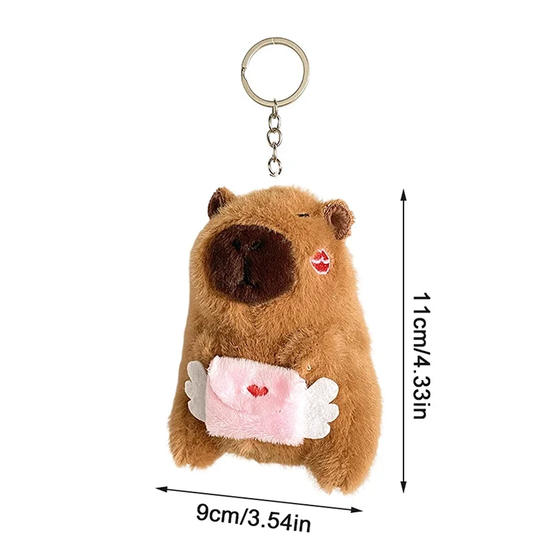 لطيف كيوبيد كابيبارا أفخم المفاتيح محشوة دمية على شكل حيوان كيرينغ حقيبة قلادة على ظهره معلقة الديكور زوجين مفتاح حامل