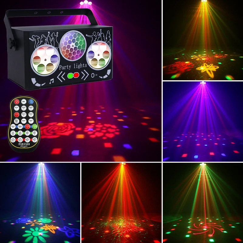 

WUZSTAR Patterns Stage Light Disco RGB LED DMX Sound Activated Laser Dj Light для свадебной вечеринки, праздника, домашнего декора, клубного освещения