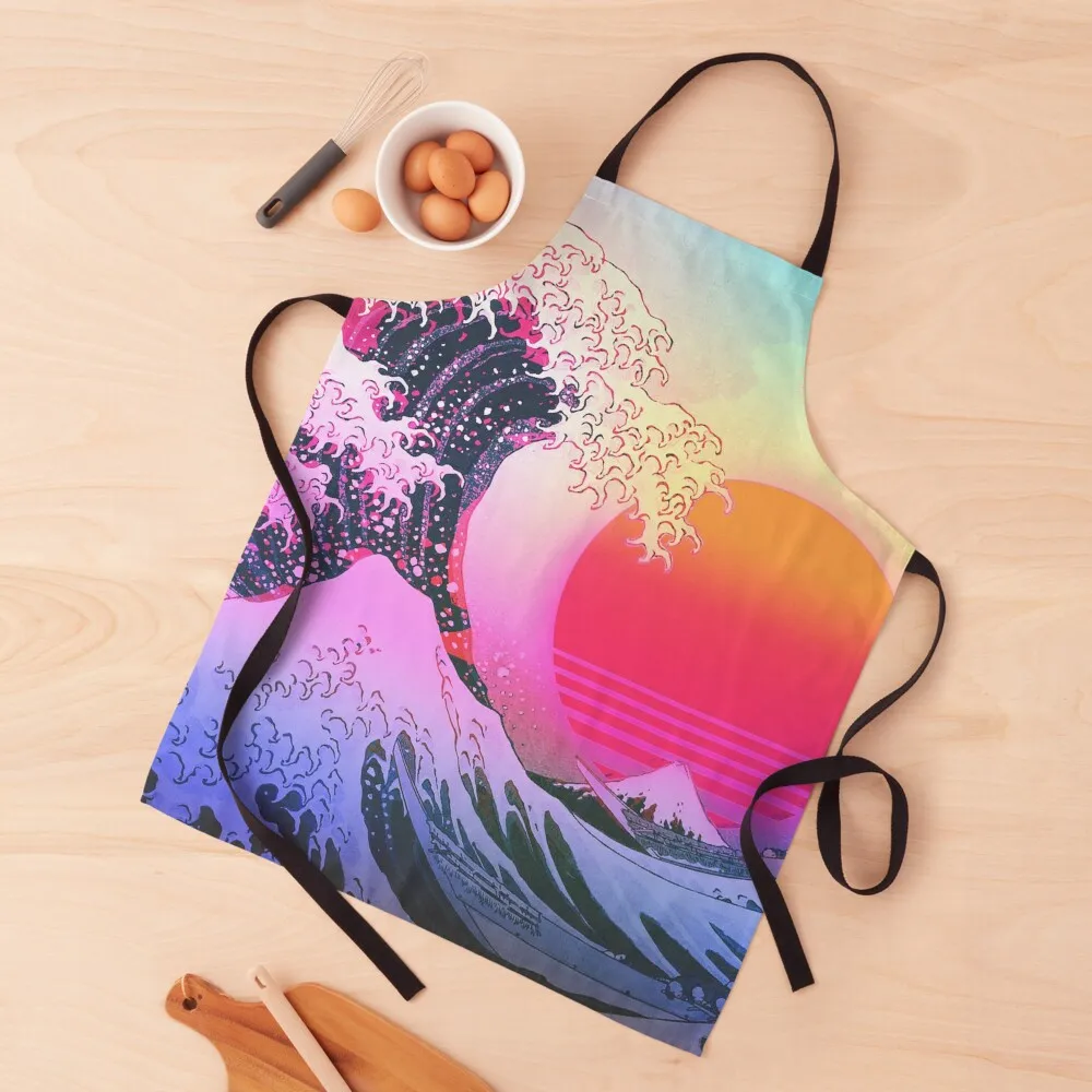 Great Wave Off Kanagawa Vaporwave Retro Aesthetic Apron Camping Chef jacket men Apron