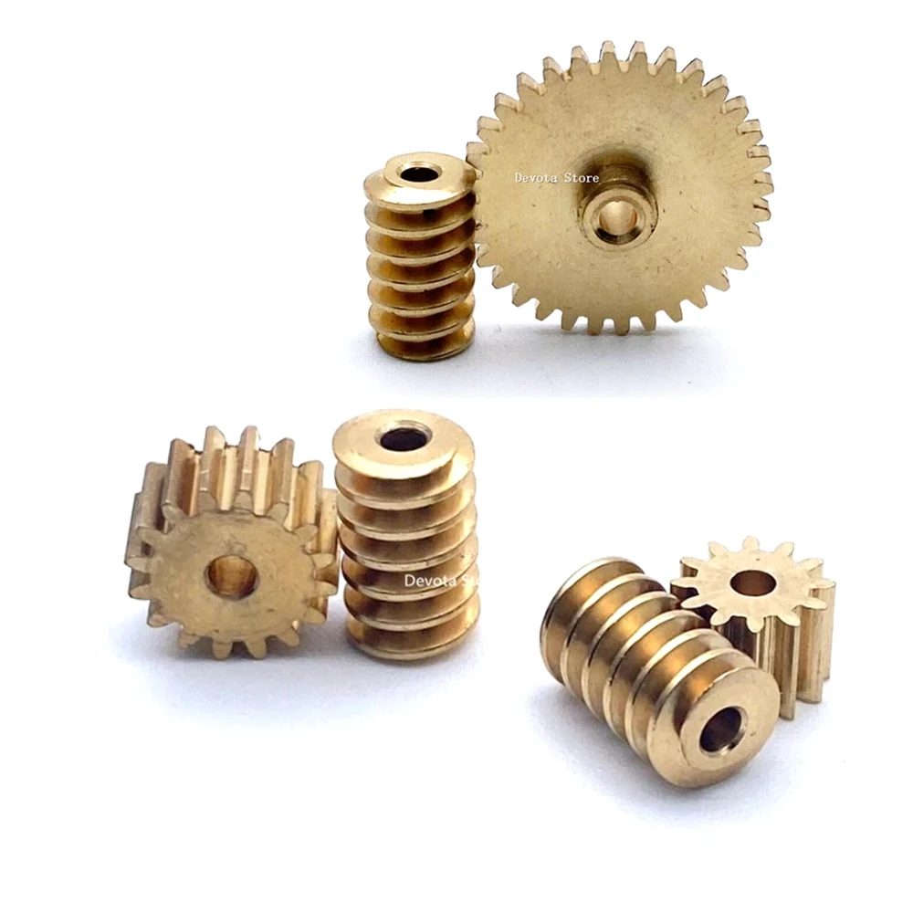 0.5M Copper Worm Gear Drive Combination 12/15/16/18/32 Teeth 2/3MM 2MM Step Hole DIY Model