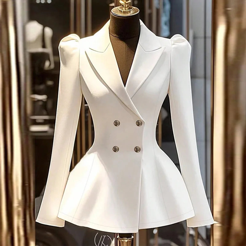

Temperamental Long-sleeved Autumn New Women's Double-breasted Waistline and Versatile Small Blazer
