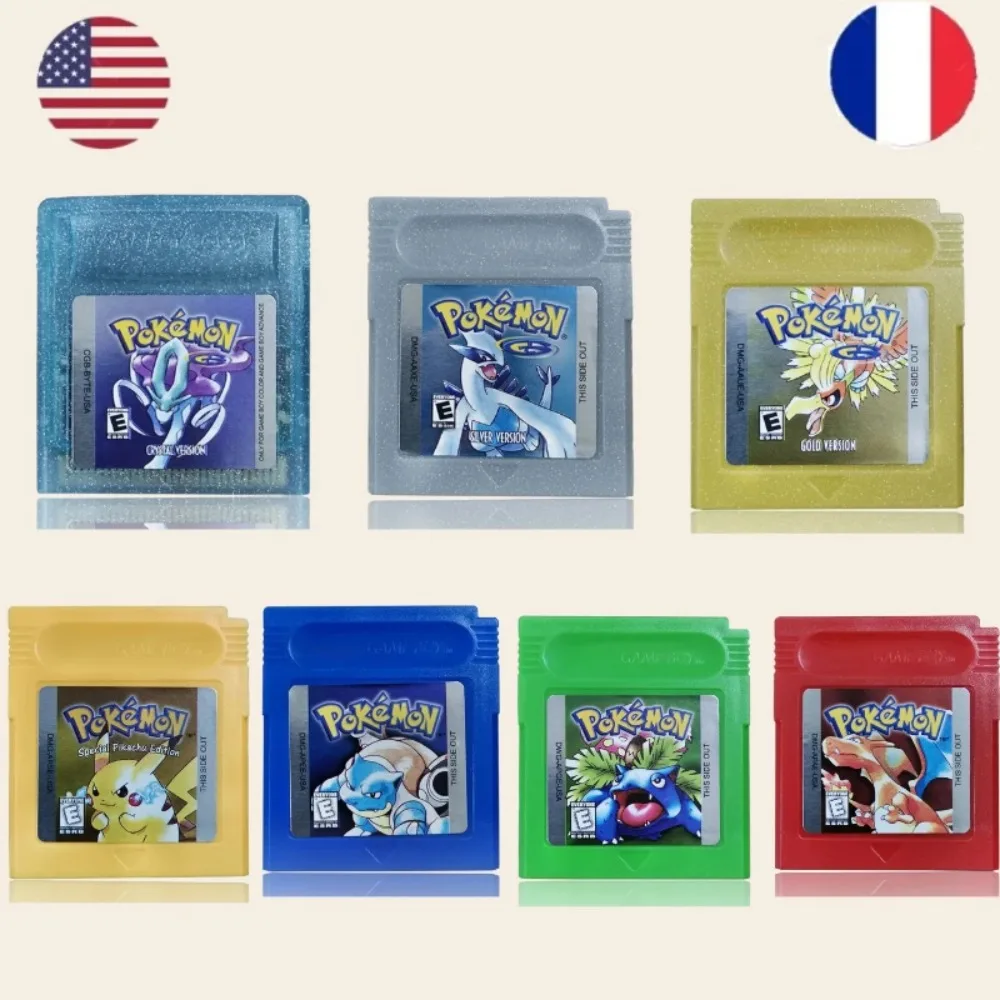 Set di cartucce di gioco GBC Pok é mon a 16 bit, colori multipli, regalo giocattolo retrò in versioni inglesi e francesi
