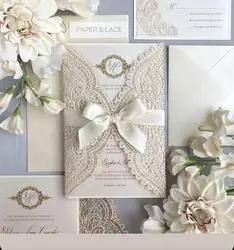 10Pcs Laser Cut Lace Wedding Invitation Card Cover Only Elegant Paper Invitation Card Flap Design Engagement Invitations