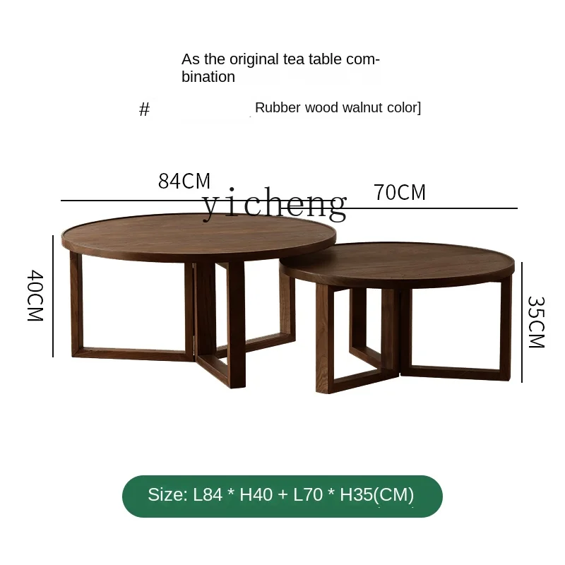 

ZC Solid Wood round Coffee Table Living Room Home Small Apartment Tea Table Combination Tea Making Solid Wood Low Table