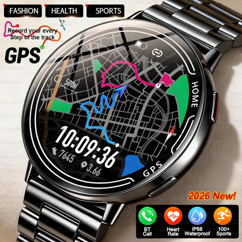 

2026 New Fashion Smartwatches For Men Bluetooth Call Heart Rate IP68 Waterproof GPS Sports Tracking Smart Watch For Android IOS