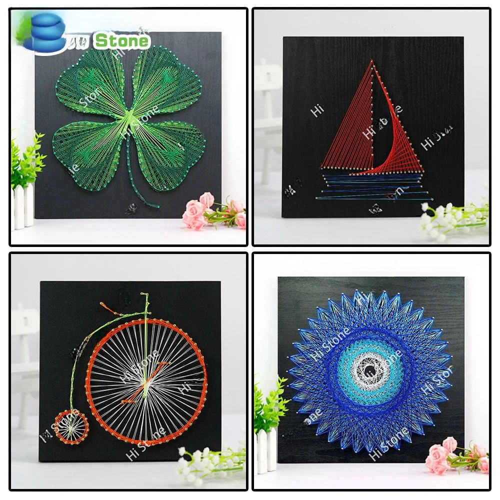 

Creative Handmade Winding Painting Nail Art Geometric Pattern Plant Oil Painting Cross Stitch Tools Board DIY Decorations
