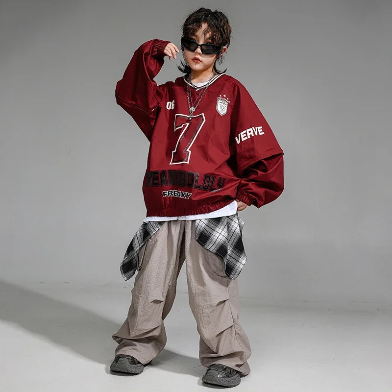 Tenue de scène Hip Hop pour filles, pantalon Cargo de Camouflage de danse de rue, pulls K-pop pour garçons, ensembles de vêtements de Jazz pour enfants, Streetwear pour enfants