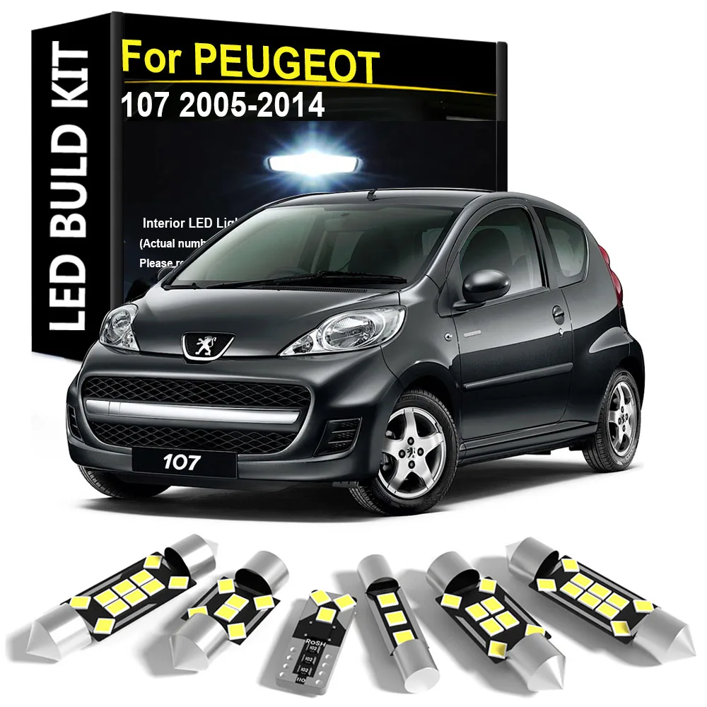 

Car Interior Light LED For PEUGEOT 107 2005 2006 2007 2008 2009 2010 2011 2012 2013 2014 Dome Map Trunk Golve Box Light Canbus