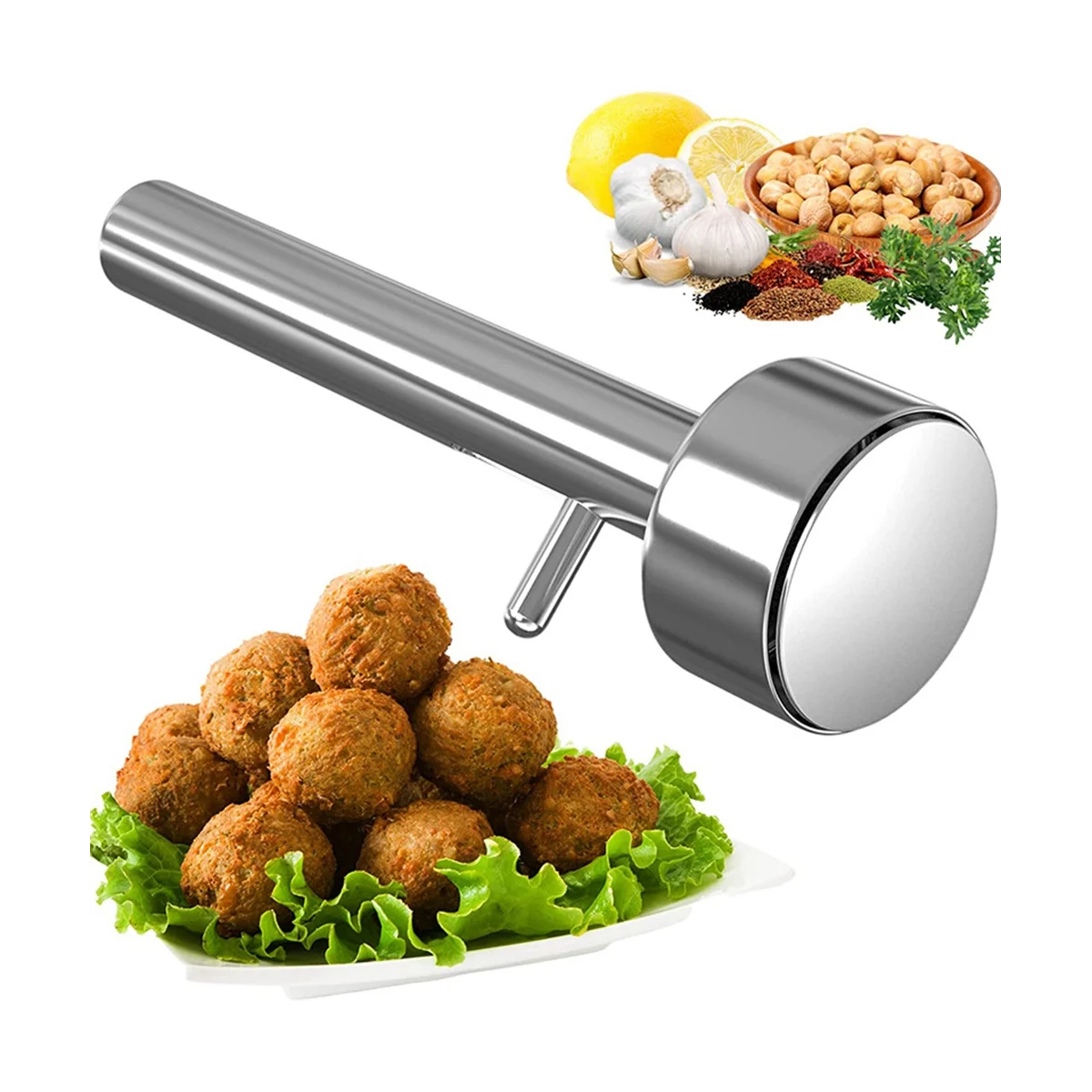 Falafel Scoop - Stainless Steel Professional Falafel Maker Scoop Food Safe and Non-Sticky Falafel Baller Tool